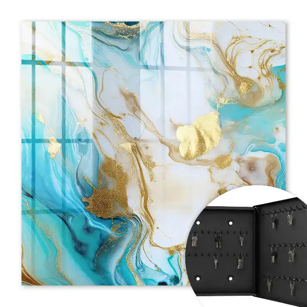 Wall mounted key box Turquoise patterns in a dynamic composition