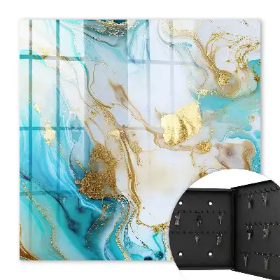 Wall mounted key box Turquoise patterns in a dynamic composition