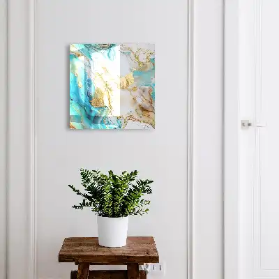 Wall mounted key box Turquoise patterns in a dynamic composition