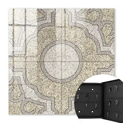 Wall mounted key cabinet Elegant gray and beige mosaic