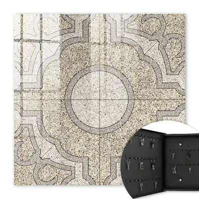 Wall mounted key cabinet Elegant gray and beige mosaic