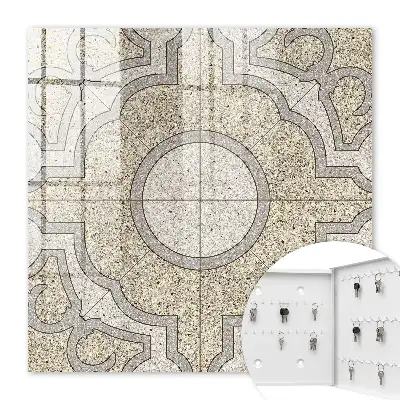 Wall mounted key cabinet Elegant gray and beige mosaic