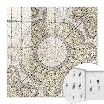 Wall mounted key cabinet Elegant gray and beige mosaic
