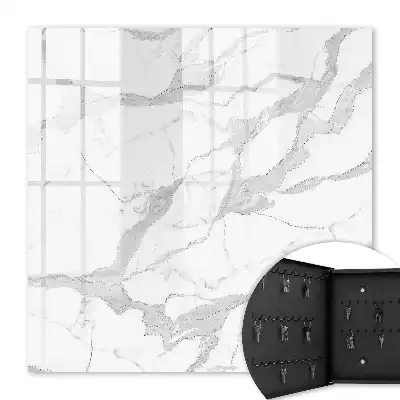 Wall mounted key box Marble elegance white gray