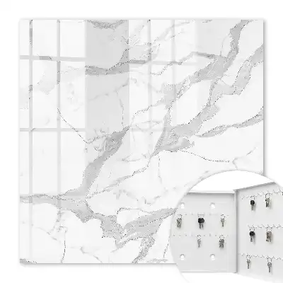 Wall mounted key box Marble elegance white gray