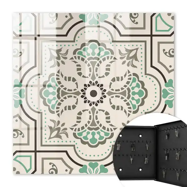Key box for home Geometric decoration with plant accents