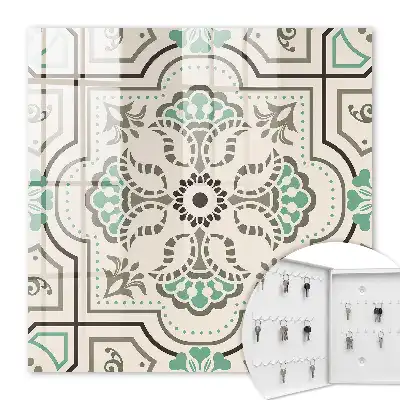 Key box for home Geometric decoration with plant accents