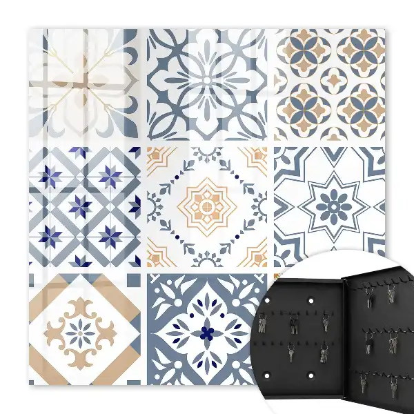 Wall mounted key cabinet Tile patterns in classic colors