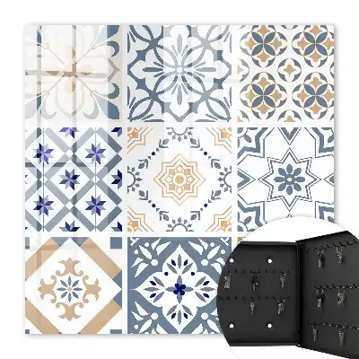Wall mounted key cabinet Tile patterns in classic colors