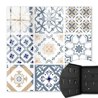 Wall mounted key cabinet Tile patterns in classic colors