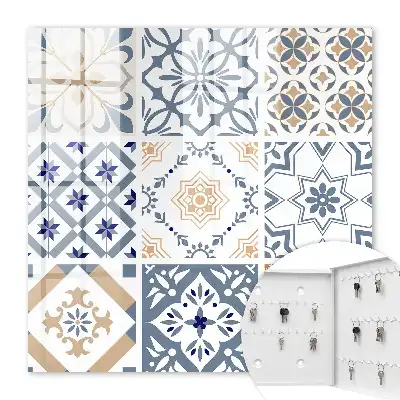 Wall mounted key cabinet Tile patterns in classic colors