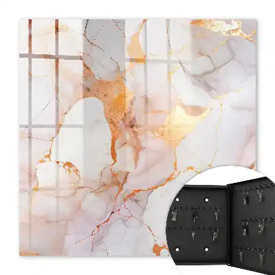 Wall mounted key cabinet Marble elegance with copper lines