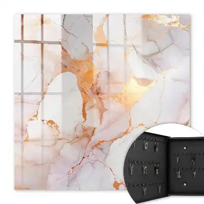 Wall mounted key cabinet Marble elegance with copper lines