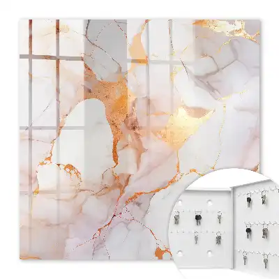 Wall mounted key cabinet Marble elegance with copper lines