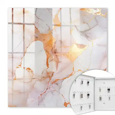 Wall mounted key cabinet Marble elegance with copper lines