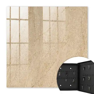 Wall mounted key cabinet Beige marble resembling stone