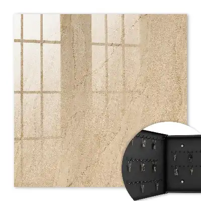 Wall mounted key cabinet Beige marble resembling stone