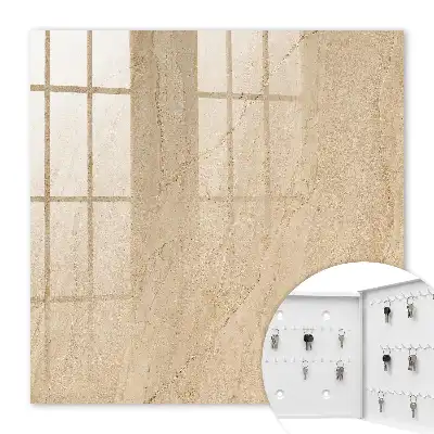 Wall mounted key cabinet Beige marble resembling stone