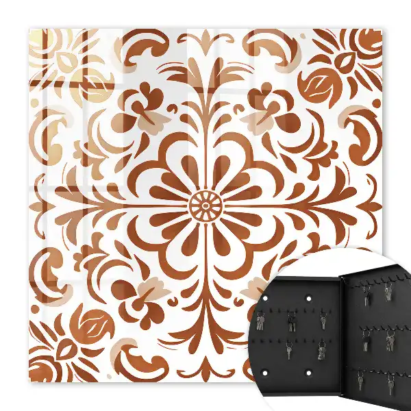 Wall mounted key cabinet Ornamental pattern with floral motifs