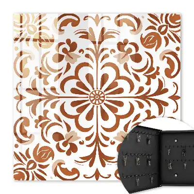 Wall mounted key cabinet Ornamental pattern with floral motifs