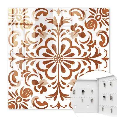 Wall mounted key cabinet Ornamental pattern with floral motifs
