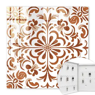 Wall mounted key cabinet Ornamental pattern with floral motifs