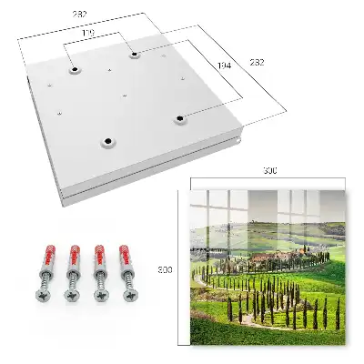 Wall mounted key cabinet Tuscan landscape of a hill with cypresses