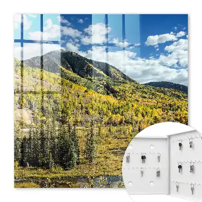 Wall mounted key box Autumn landscape blue sky