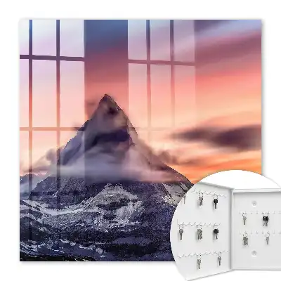 Decorative key box Mountain magic sunset