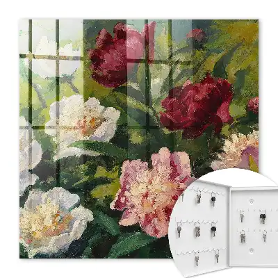 Key box for home Colorful flowers in a green background