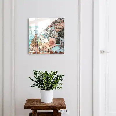 Wall mounted key cabinet Mediterranean charm with a blue sea