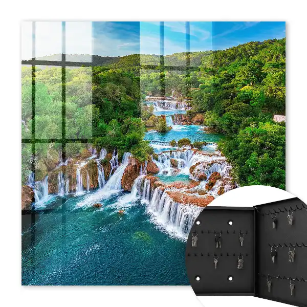 Wall mounted key cabinet Waterfalls of nature lush greenery