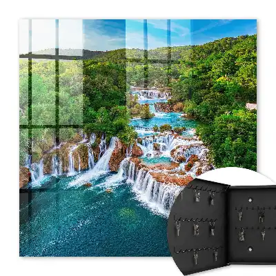 Wall mounted key cabinet Waterfalls of nature lush greenery