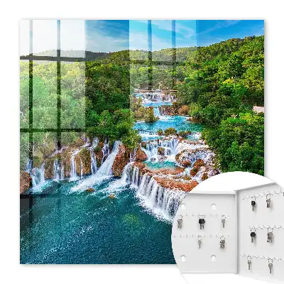 Wall mounted key cabinet Waterfalls of nature lush greenery