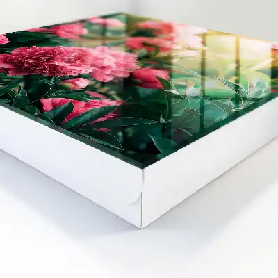 Wall mounted key box Pink peonies in a natural setting