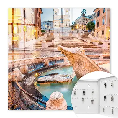 Key box for home Urban elegance with a fountain and stairs