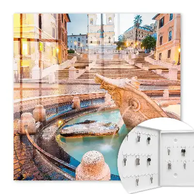 Key box for home Urban elegance with a fountain and stairs