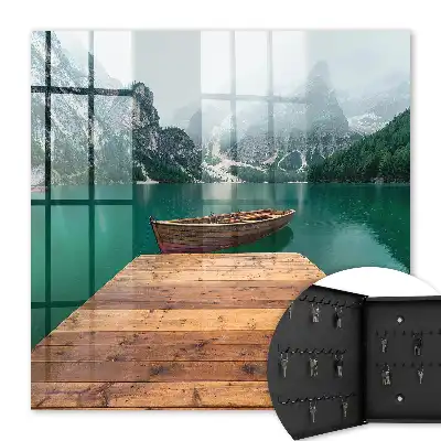 Wall mounted key box A mountain lake surrounded by peaks