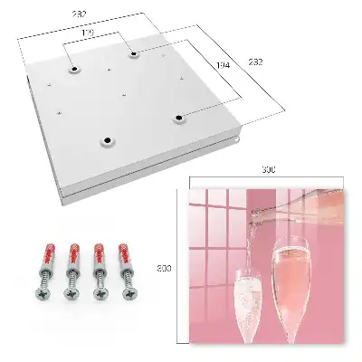 Wall mounted key cabinet Champagne glasses with pink background