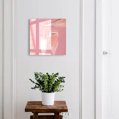 Wall mounted key cabinet Champagne glasses with pink background