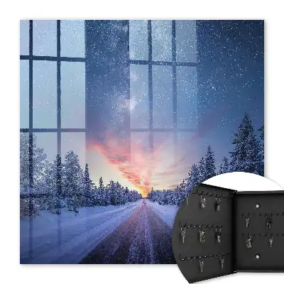 Key box for home Stars over the road in the winter forest