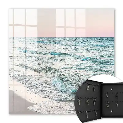 Wall mounted key box Sea waves at sunset