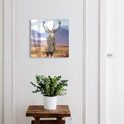 Wall mounted key box Deer in the autumn mountain landscape
