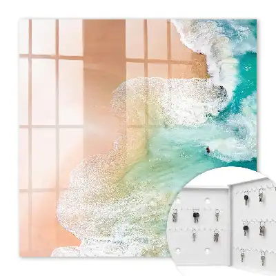 Decorative key box Turquoise beach waves of movement