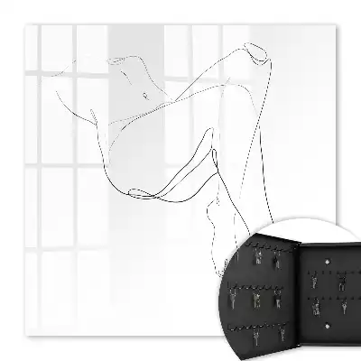 Wall mounted key cabinet Woman line art minimalist style