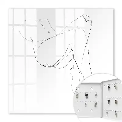 Wall mounted key cabinet Woman line art minimalist style