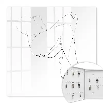 Wall mounted key cabinet Woman line art minimalist style