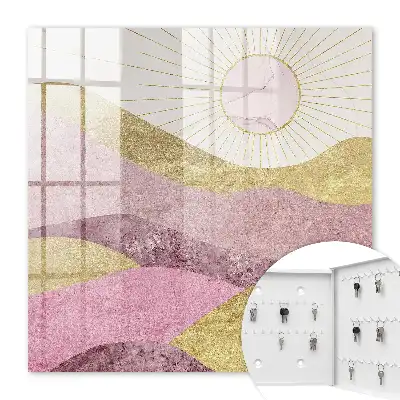 Wall mounted key cabinet Waves, rays of the sun