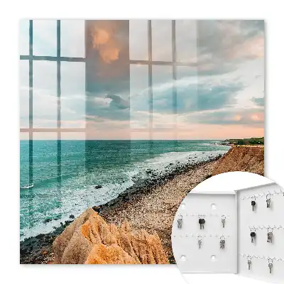 Decorative key box Ocean cliff at sunset