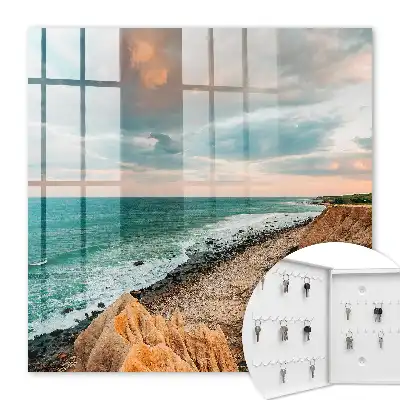 Decorative key box Ocean cliff at sunset